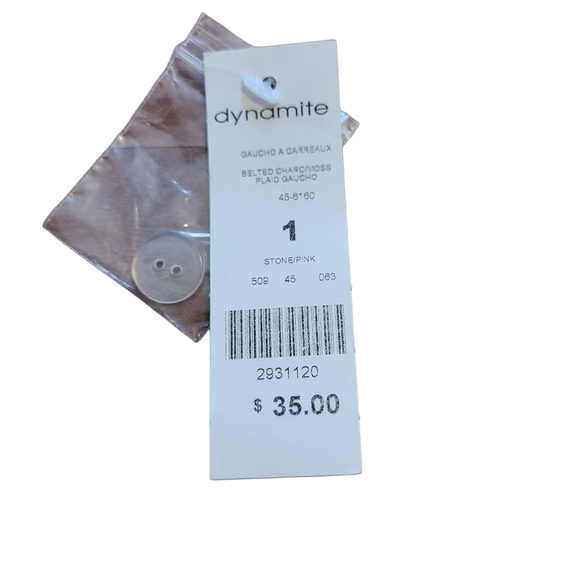 NEW Dynamite brown belted plaid gaucho capri pants - Picture 5 of 8